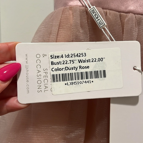 NWT Flower Girl Dress SIZE 4 5 Dusty Rose wedding party JJ’s House Heart cut out - Picture 7 of 13